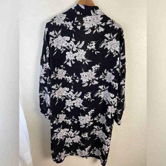 Spiritual Gangster • Maya floral Kimono Robe Beach Coverup O/S black white flowy - Picture 5 of 12